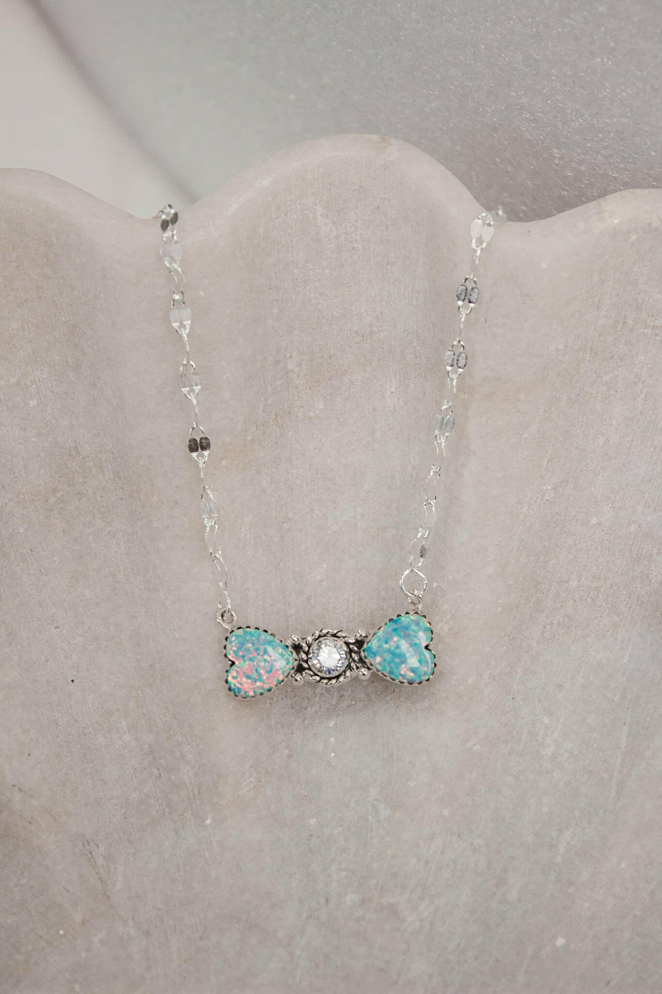 Bohemian Bow Bliss Sterling Silver Stone Necklace-Chain Necklaces-Krush Kandy, Women's Online Fashion Boutique Located in Phoenix, Arizona (Scottsdale Area)