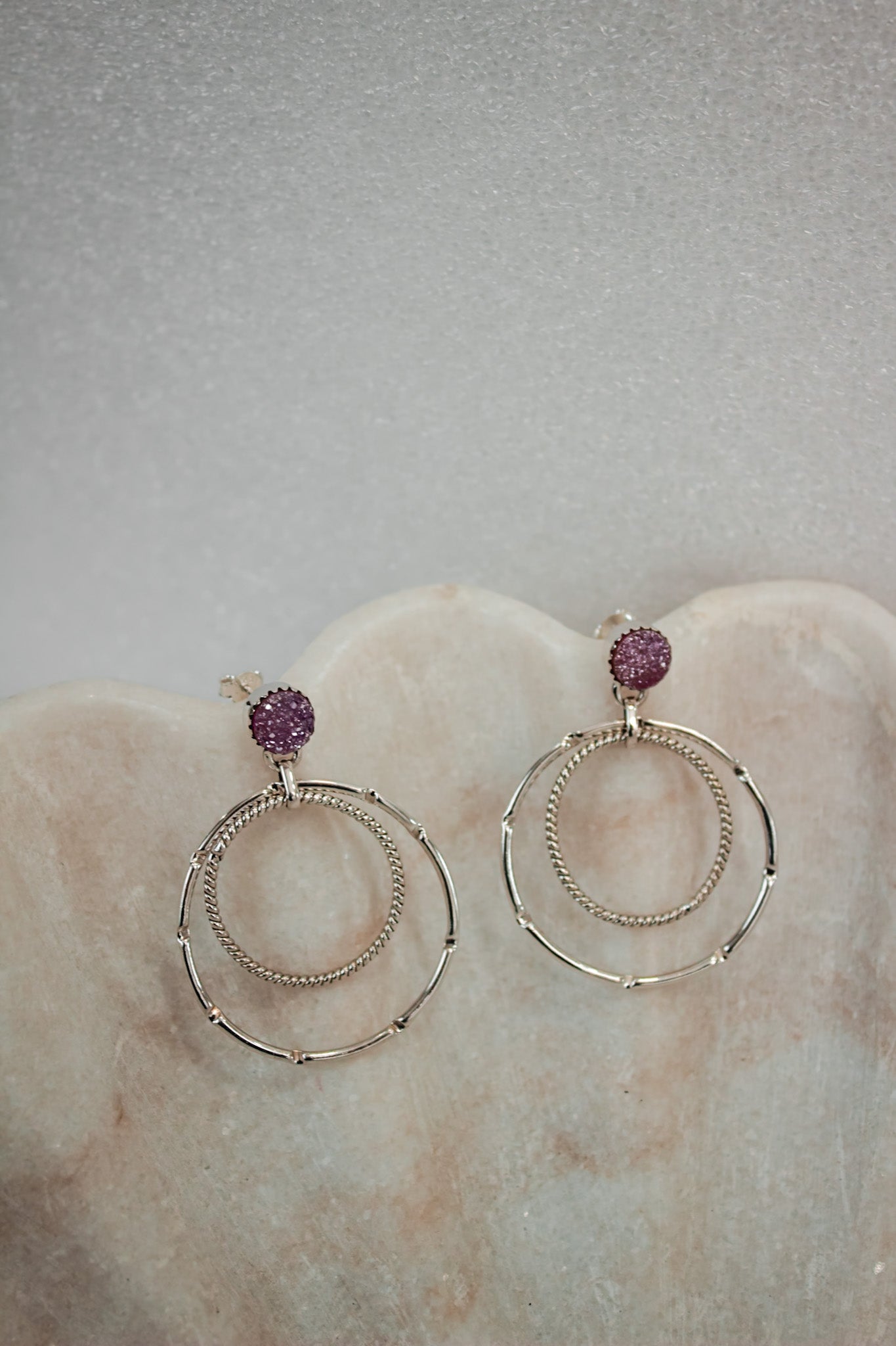 Druzy Double Hoop Earrings | By KKB-Hoop Earrings-Krush Kandy, Women's Online Fashion Boutique Located in Phoenix, Arizona (Scottsdale Area)