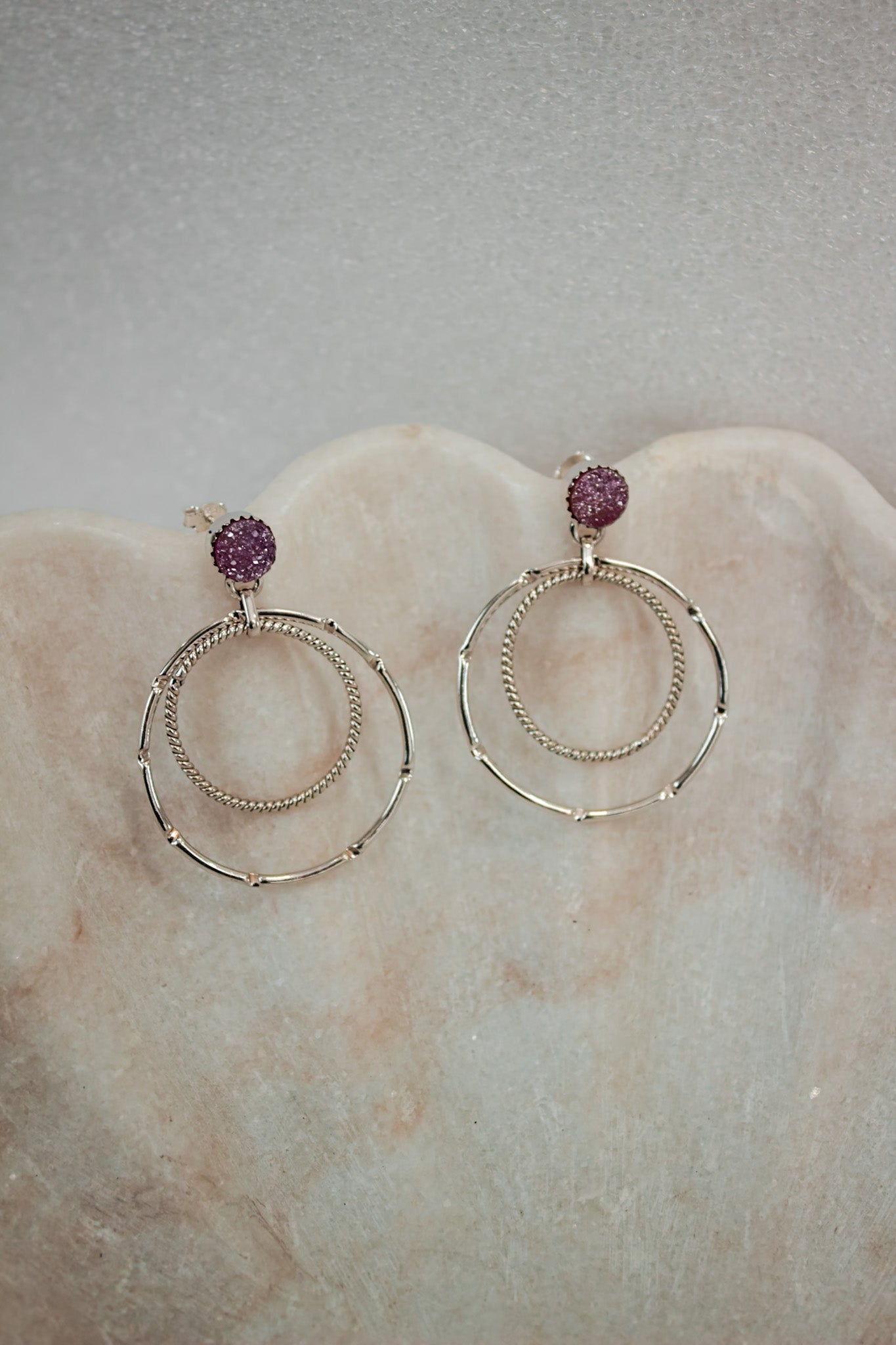 Druzy Double Hoop Earrings | By KKB-Hoop Earrings-Krush Kandy, Women's Online Fashion Boutique Located in Phoenix, Arizona (Scottsdale Area)