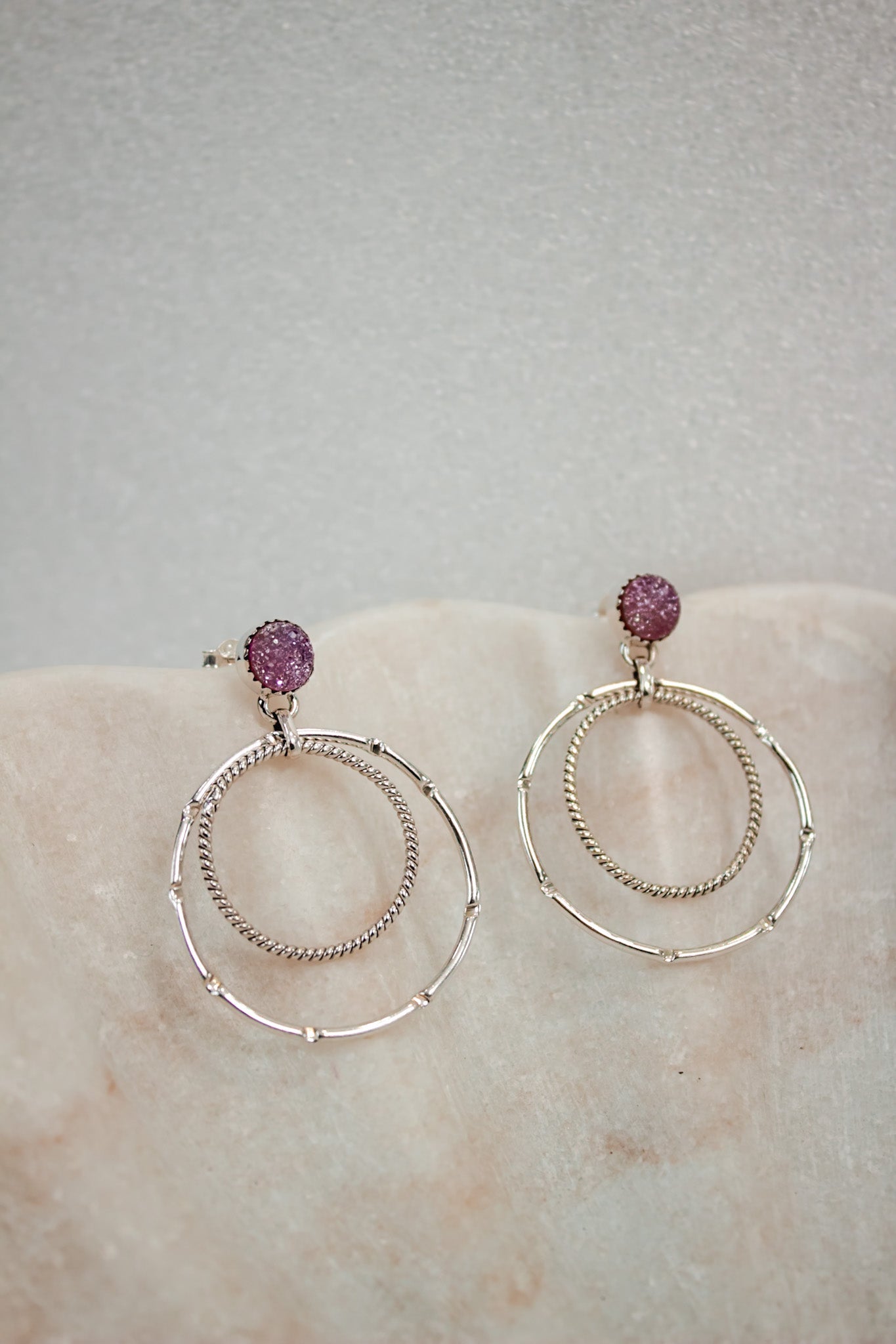 Druzy Double Hoop Earrings | By KKB-Hoop Earrings-Krush Kandy, Women's Online Fashion Boutique Located in Phoenix, Arizona (Scottsdale Area)