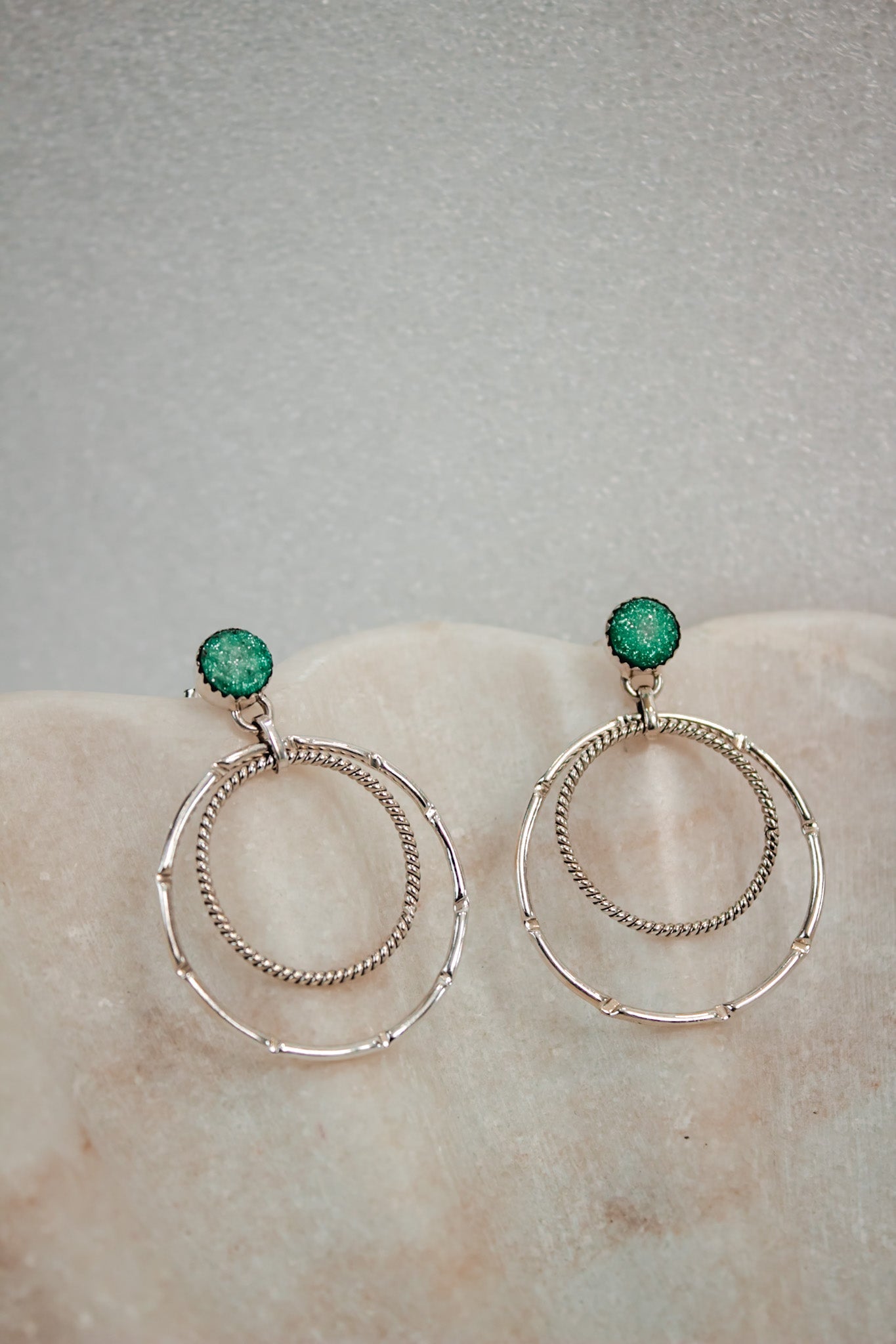 Druzy Double Hoop Earrings | By KKB-Hoop Earrings-Krush Kandy, Women's Online Fashion Boutique Located in Phoenix, Arizona (Scottsdale Area)