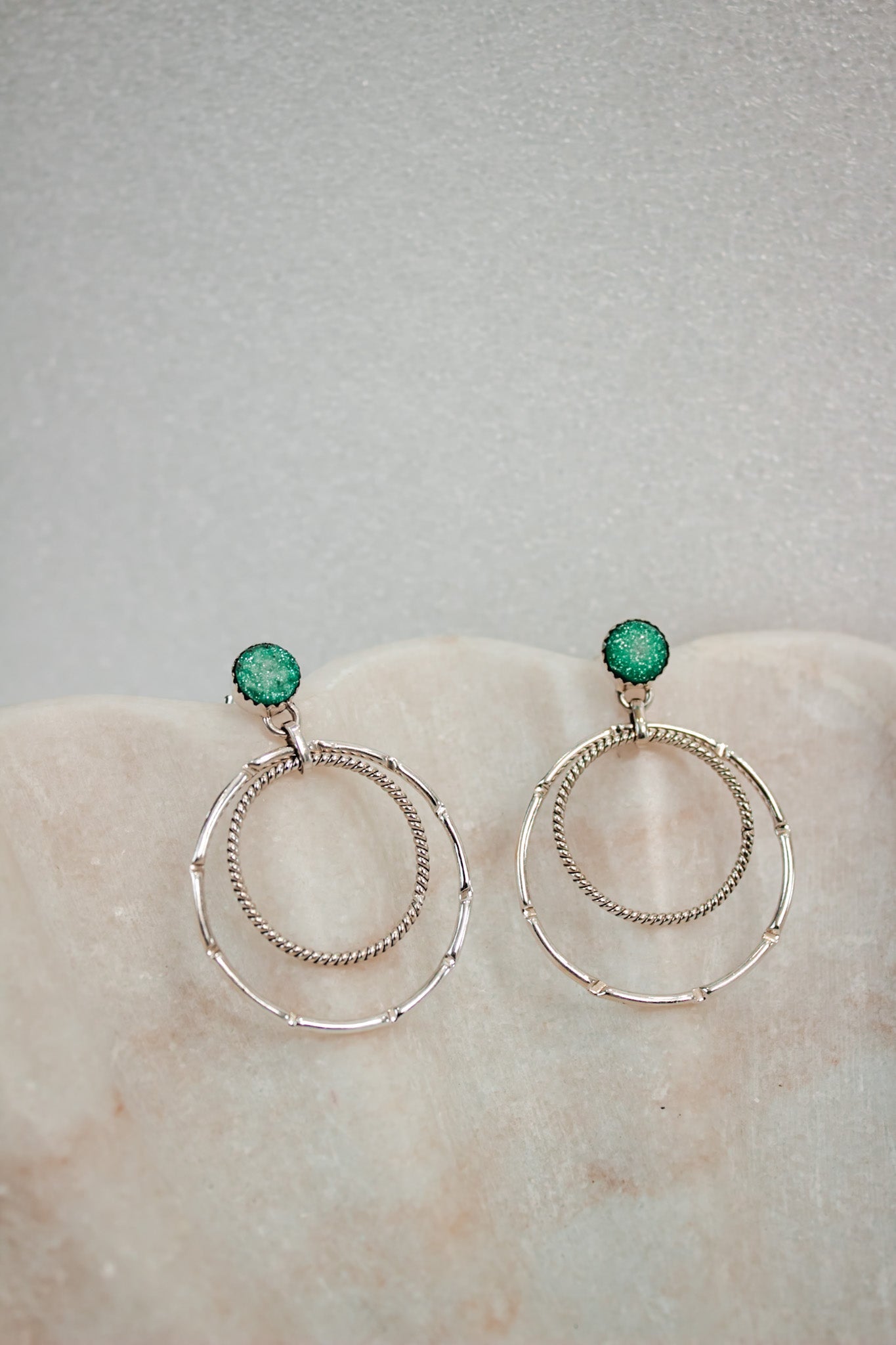 Druzy Double Hoop Earrings | By KKB-Hoop Earrings-Krush Kandy, Women's Online Fashion Boutique Located in Phoenix, Arizona (Scottsdale Area)