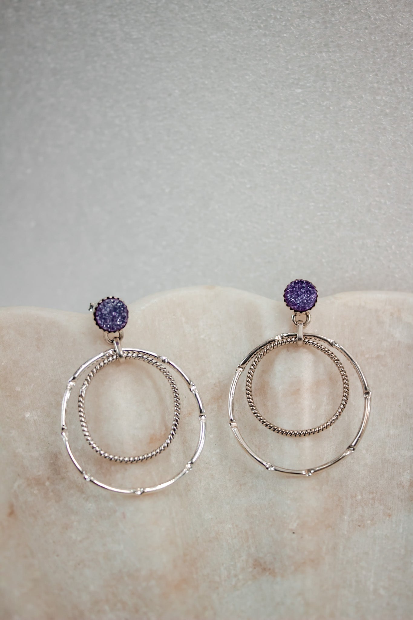 Druzy Double Hoop Earrings | By KKB-Hoop Earrings-Krush Kandy, Women's Online Fashion Boutique Located in Phoenix, Arizona (Scottsdale Area)