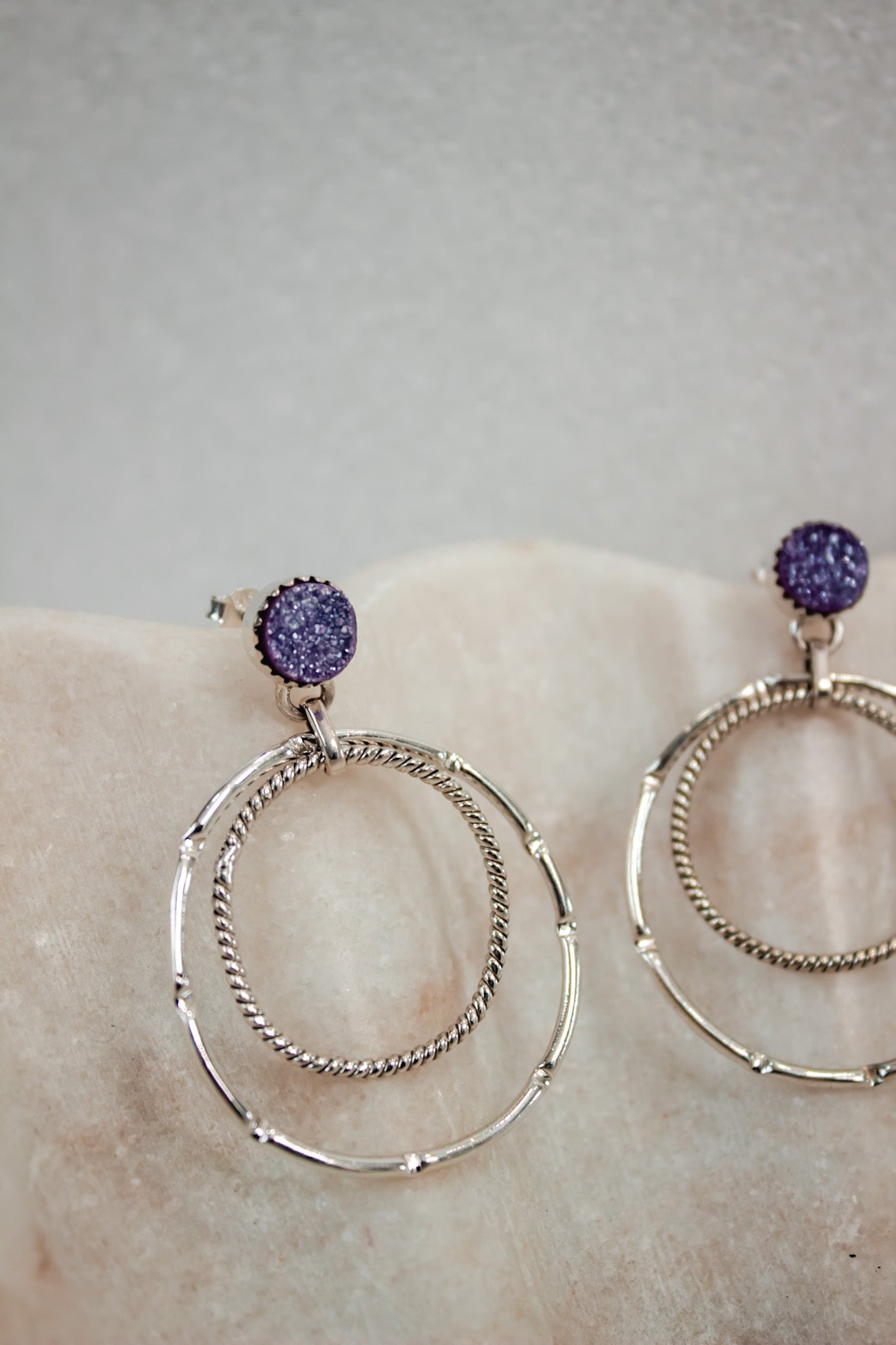 Druzy Double Hoop Earrings | By KKB-Hoop Earrings-Krush Kandy, Women's Online Fashion Boutique Located in Phoenix, Arizona (Scottsdale Area)