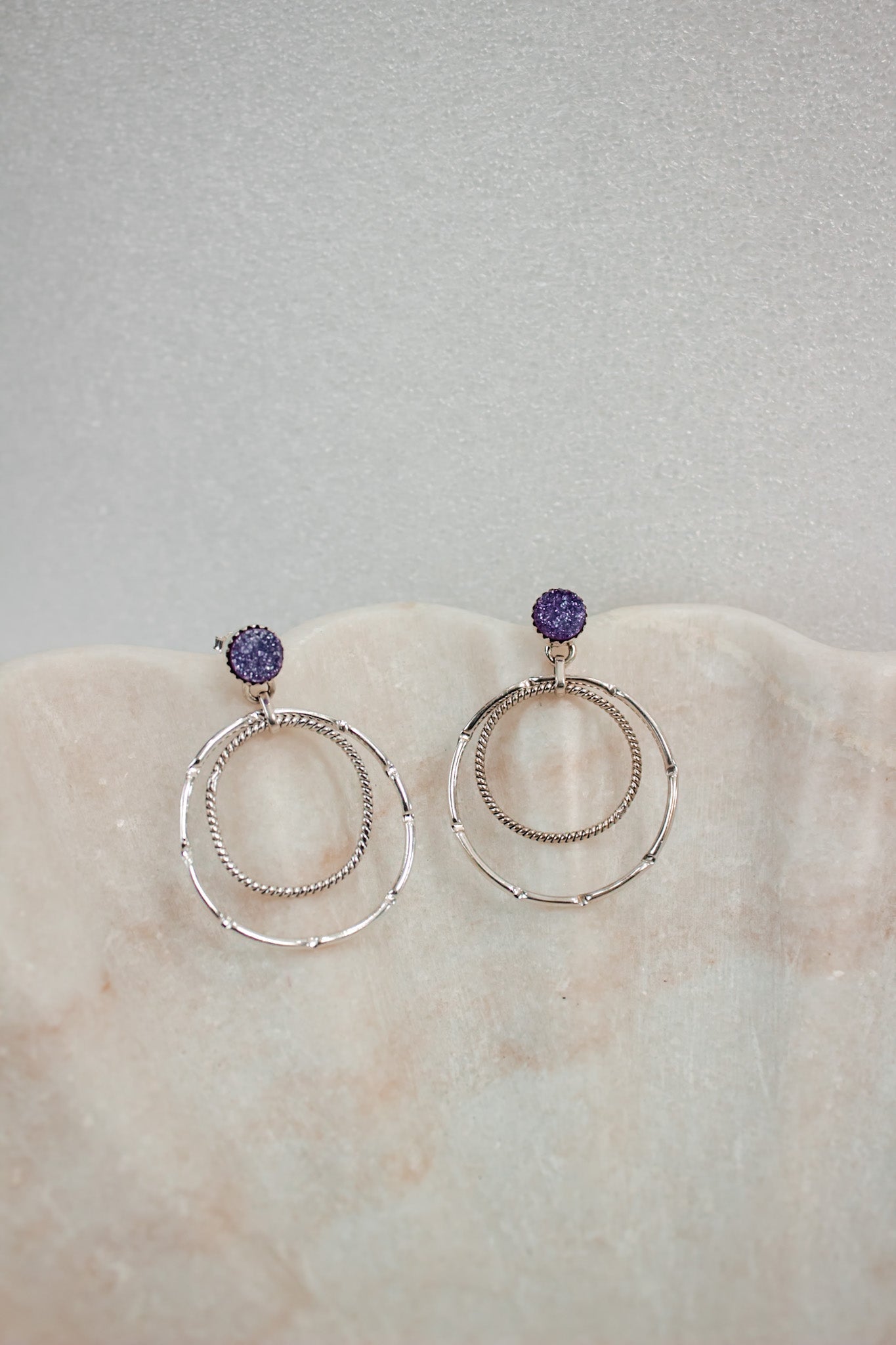 Druzy Double Hoop Earrings | By KKB-Hoop Earrings-Krush Kandy, Women's Online Fashion Boutique Located in Phoenix, Arizona (Scottsdale Area)