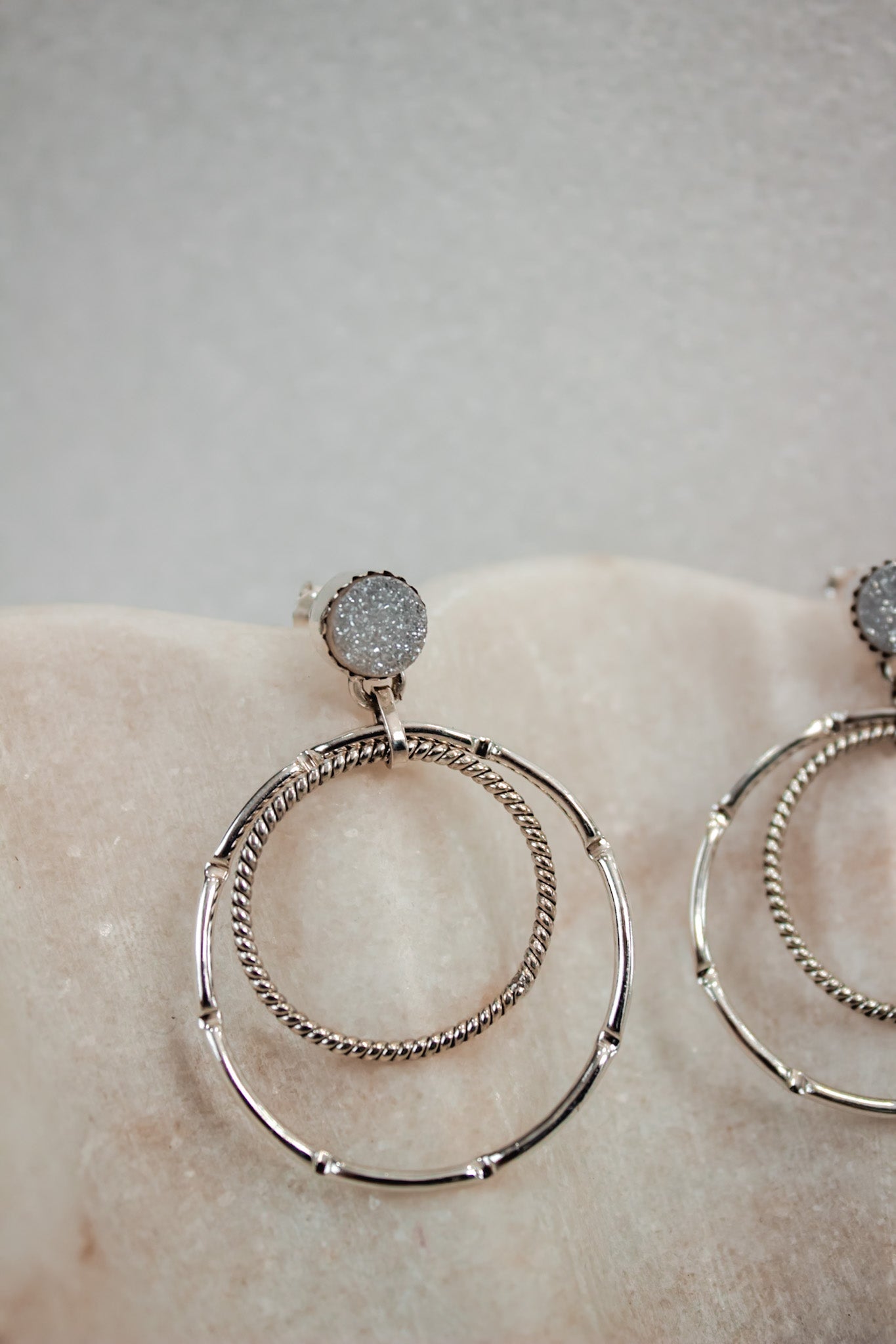 Druzy Double Hoop Earrings | By KKB-Hoop Earrings-Krush Kandy, Women's Online Fashion Boutique Located in Phoenix, Arizona (Scottsdale Area)