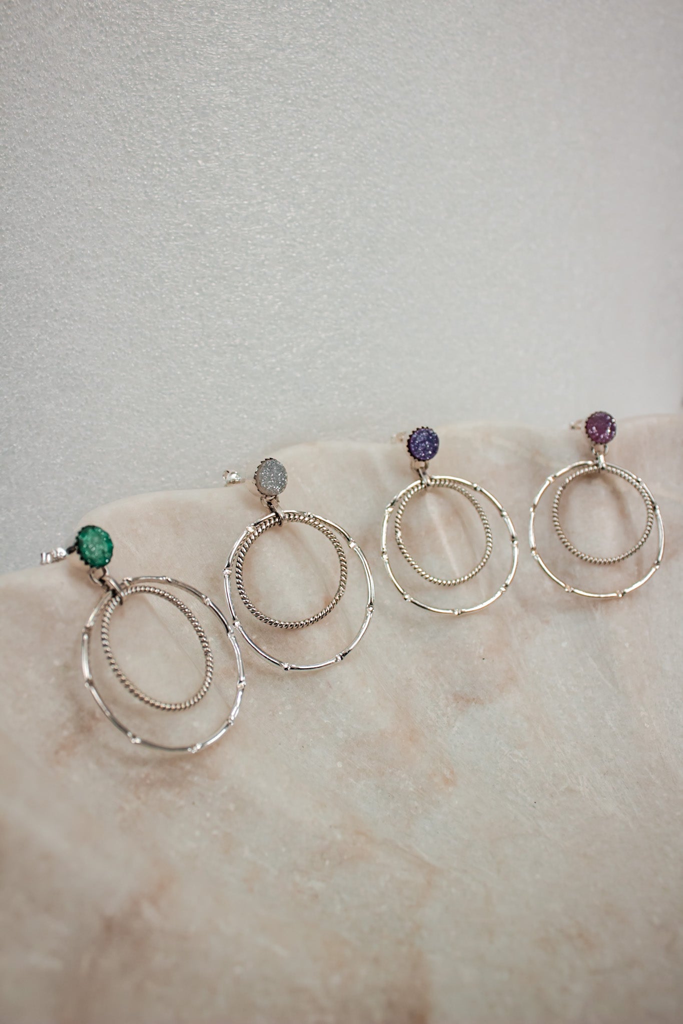 Druzy Double Hoop Earrings | By KKB-Hoop Earrings-Krush Kandy, Women's Online Fashion Boutique Located in Phoenix, Arizona (Scottsdale Area)