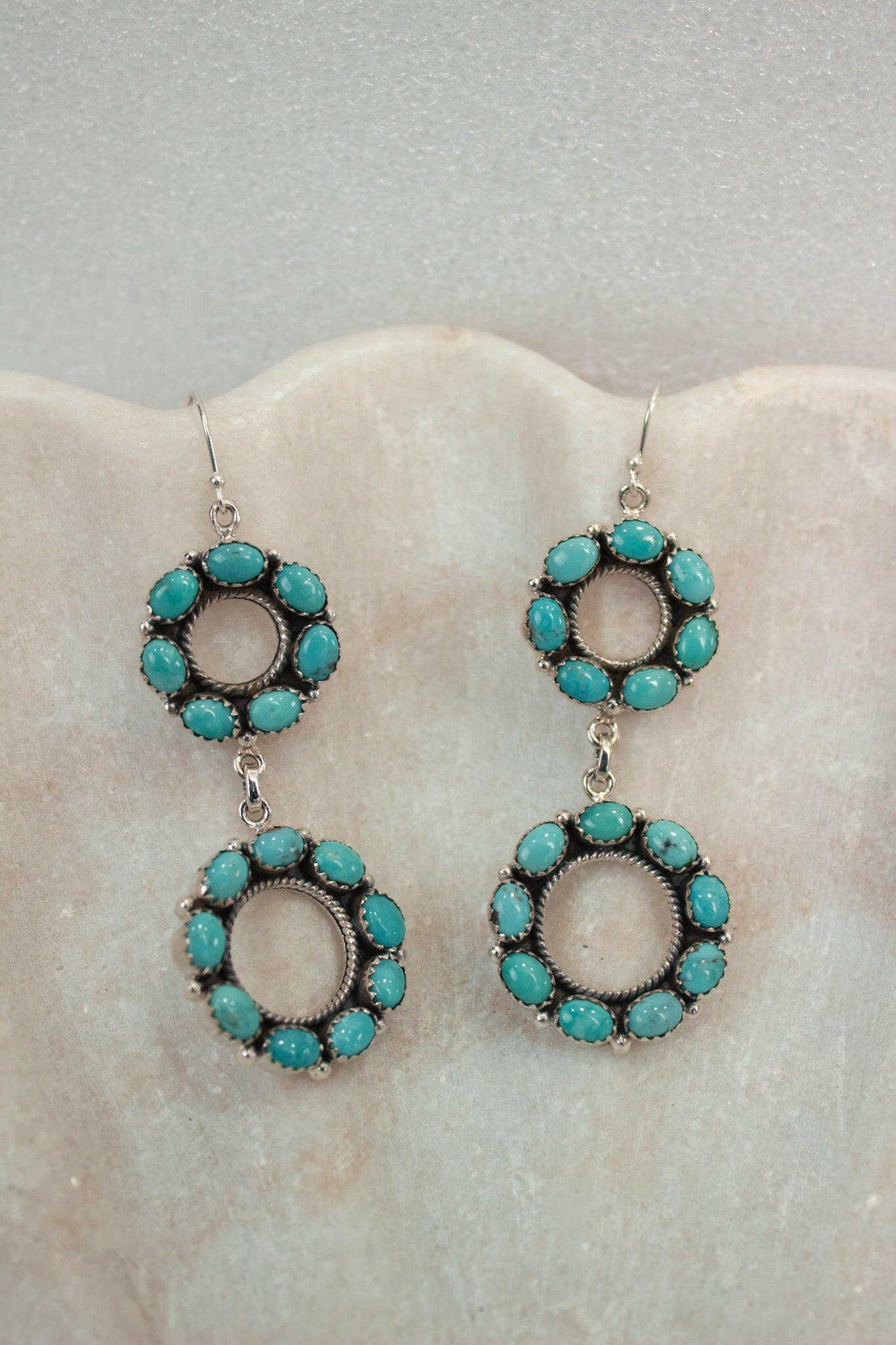 Tell Me More One Of A Kind Turquoise Stone Earrings-Hoop Earrings-Krush Kandy, Women's Online Fashion Boutique Located in Phoenix, Arizona (Scottsdale Area)