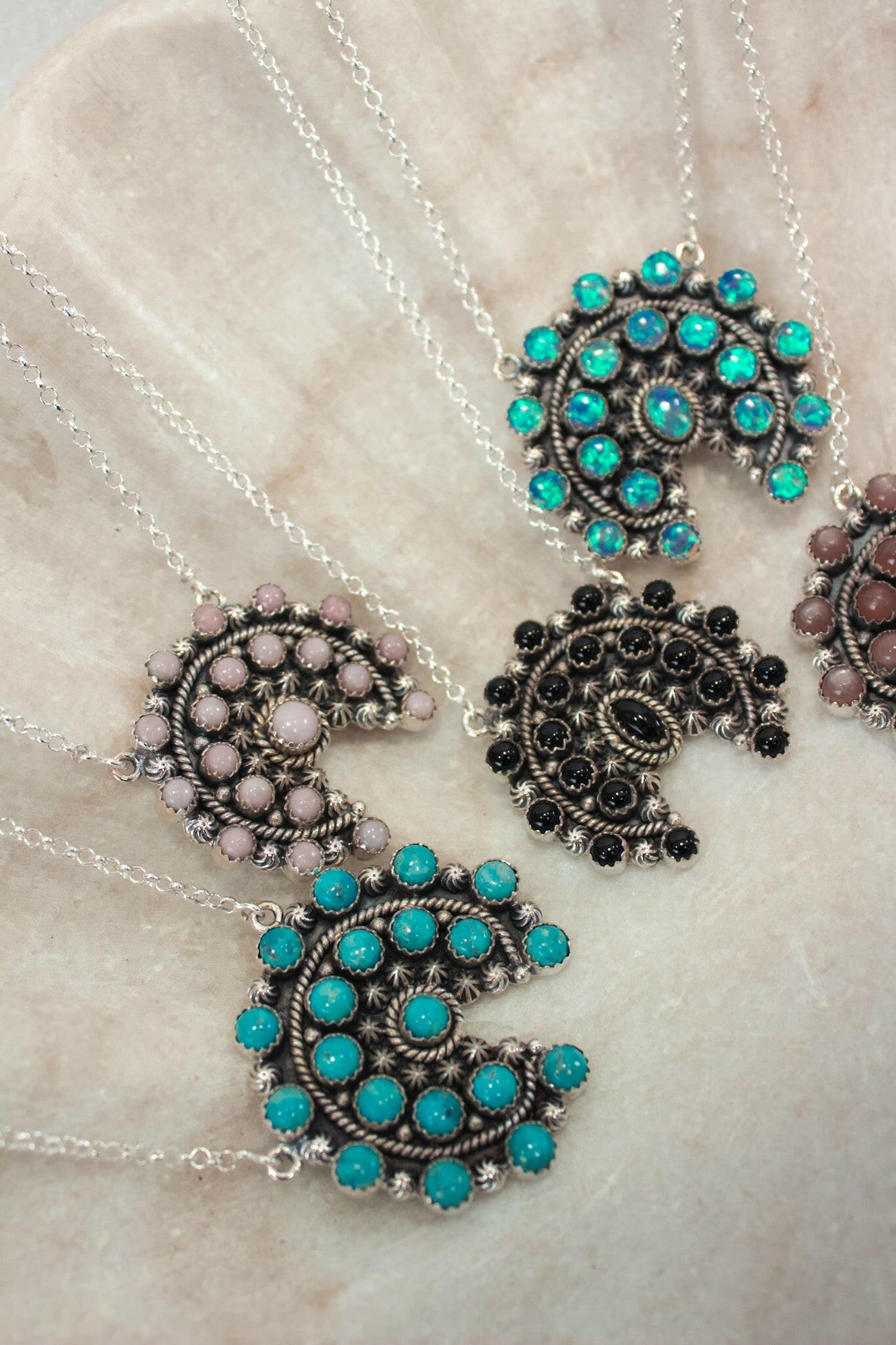 Mini Concho Stone Necklaces-Chain Necklaces-Krush Kandy, Women's Online Fashion Boutique Located in Phoenix, Arizona (Scottsdale Area)