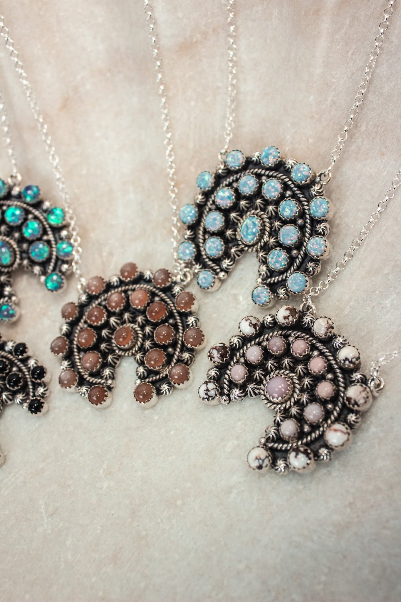 Mini Concho Stone Necklaces-Chain Necklaces-Krush Kandy, Women's Online Fashion Boutique Located in Phoenix, Arizona (Scottsdale Area)