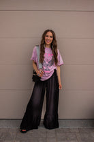 Free Spirit Ruffled High Waist Wide Leg Pants-Pants-Krush Kandy, Women's Online Fashion Boutique Located in Phoenix, Arizona (Scottsdale Area)