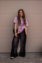 Free Spirit Ruffled High Waist Wide Leg Pants-Pants-Krush Kandy, Women's Online Fashion Boutique Located in Phoenix, Arizona (Scottsdale Area)