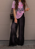 Free Spirit Ruffled High Waist Wide Leg Pants-Pants-Krush Kandy, Women's Online Fashion Boutique Located in Phoenix, Arizona (Scottsdale Area)