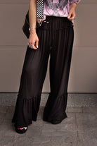 Free Spirit Ruffled High Waist Wide Leg Pants-Pants-Krush Kandy, Women's Online Fashion Boutique Located in Phoenix, Arizona (Scottsdale Area)