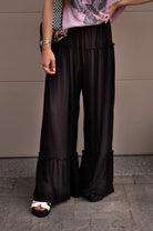 Free Spirit Ruffled High Waist Wide Leg Pants-Pants-Krush Kandy, Women's Online Fashion Boutique Located in Phoenix, Arizona (Scottsdale Area)