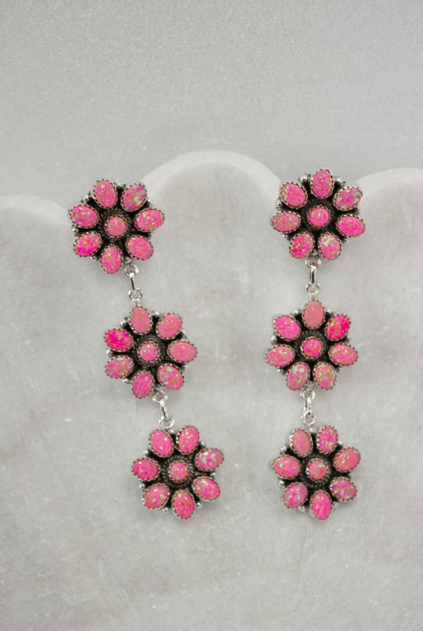 Neon Pink Opal Blossom Earrings-Drop Earrings-Krush Kandy, Women's Online Fashion Boutique Located in Phoenix, Arizona (Scottsdale Area)