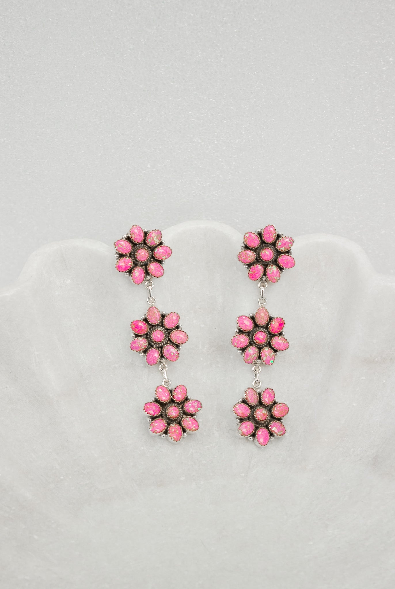 Neon Pink Opal Blossom Earrings-Drop Earrings-Krush Kandy, Women's Online Fashion Boutique Located in Phoenix, Arizona (Scottsdale Area)