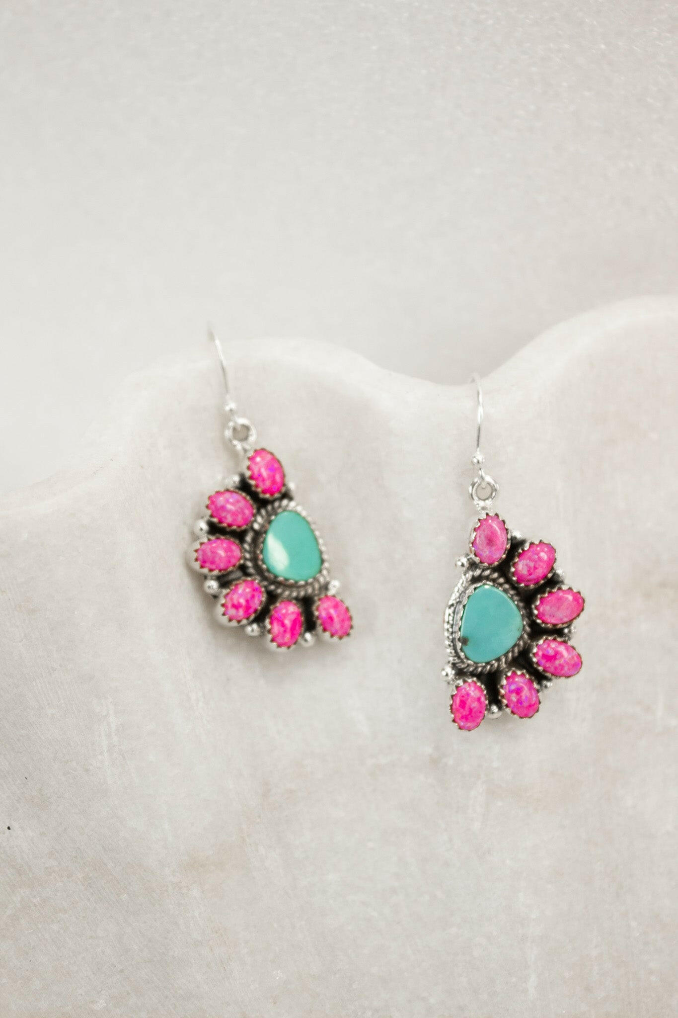 Half Opal Cluster Stone Earrings-Stud Earrings-Krush Kandy, Women's Online Fashion Boutique Located in Phoenix, Arizona (Scottsdale Area)