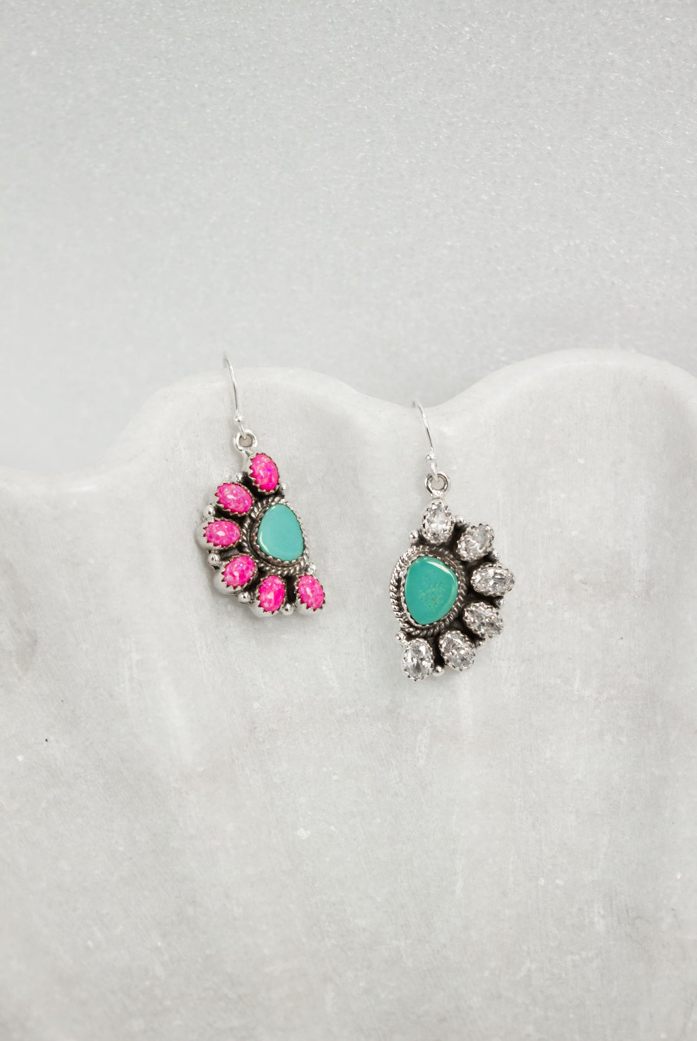 Half Opal Cluster Stone Earrings-Stud Earrings-Krush Kandy, Women's Online Fashion Boutique Located in Phoenix, Arizona (Scottsdale Area)