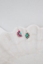 Half Opal Cluster Stone Earrings-Stud Earrings-Krush Kandy, Women's Online Fashion Boutique Located in Phoenix, Arizona (Scottsdale Area)