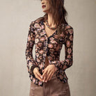 Petalwood Mesh Dreamer Button Sheer Long Sleeve Top-tops-Krush Kandy, Women's Online Fashion Boutique Located in Phoenix, Arizona (Scottsdale Area)