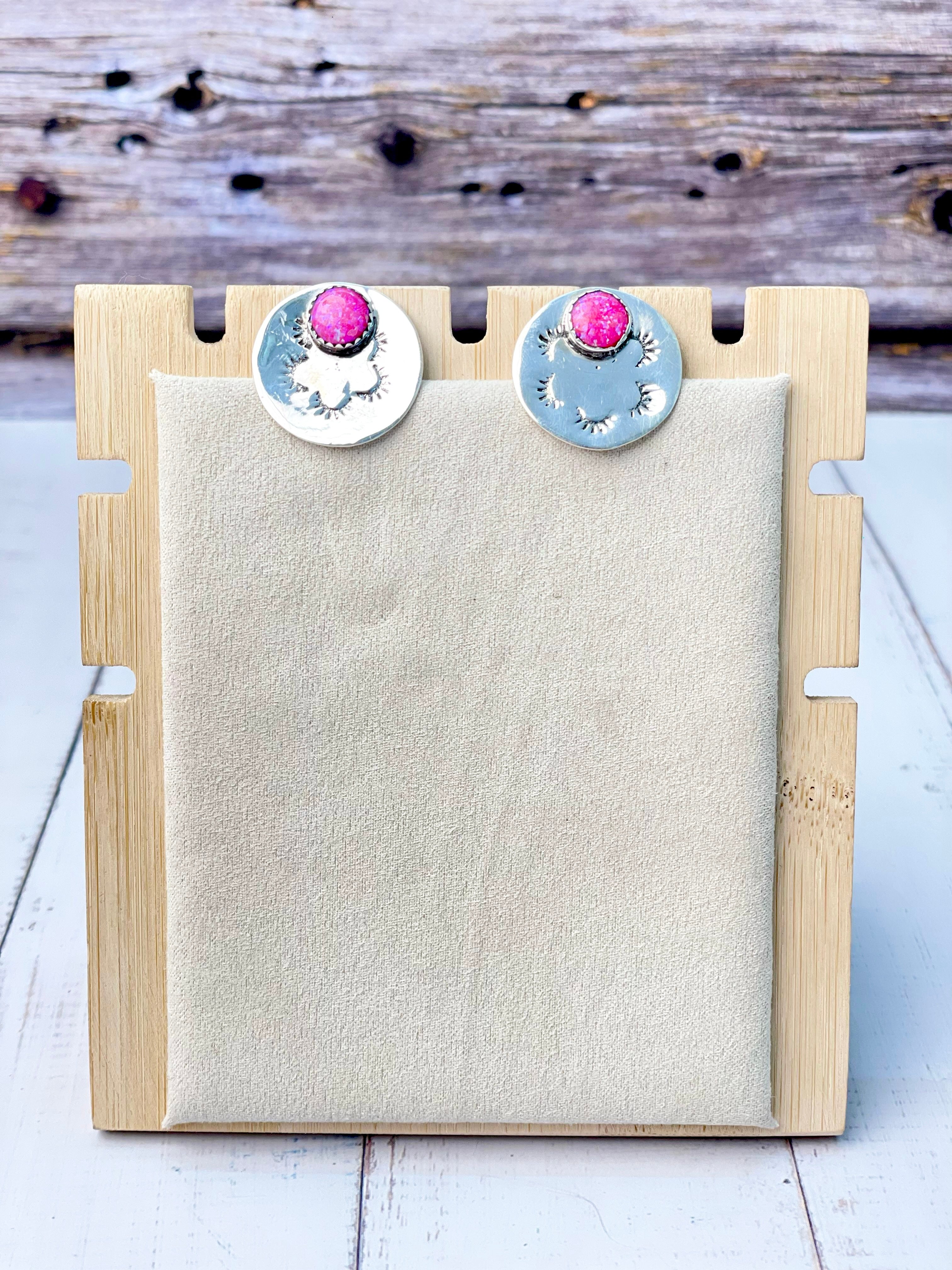 Sterling Stamped Plated Stone Stud Earrings-Earrings-Krush Kandy, Women's Online Fashion Boutique Located in Phoenix, Arizona (Scottsdale Area)