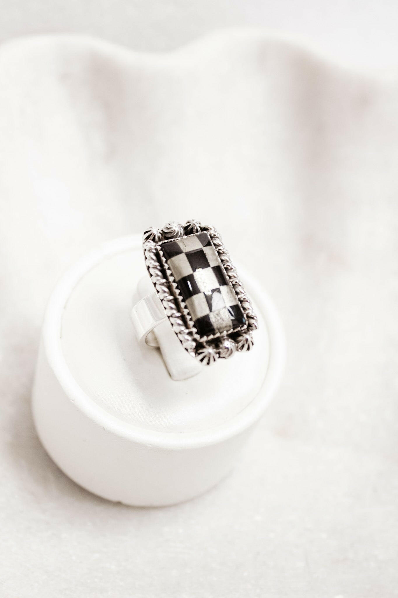 Checkered Bar Ring | By KKB-Bar Rings-Krush Kandy, Women's Online Fashion Boutique Located in Phoenix, Arizona (Scottsdale Area)