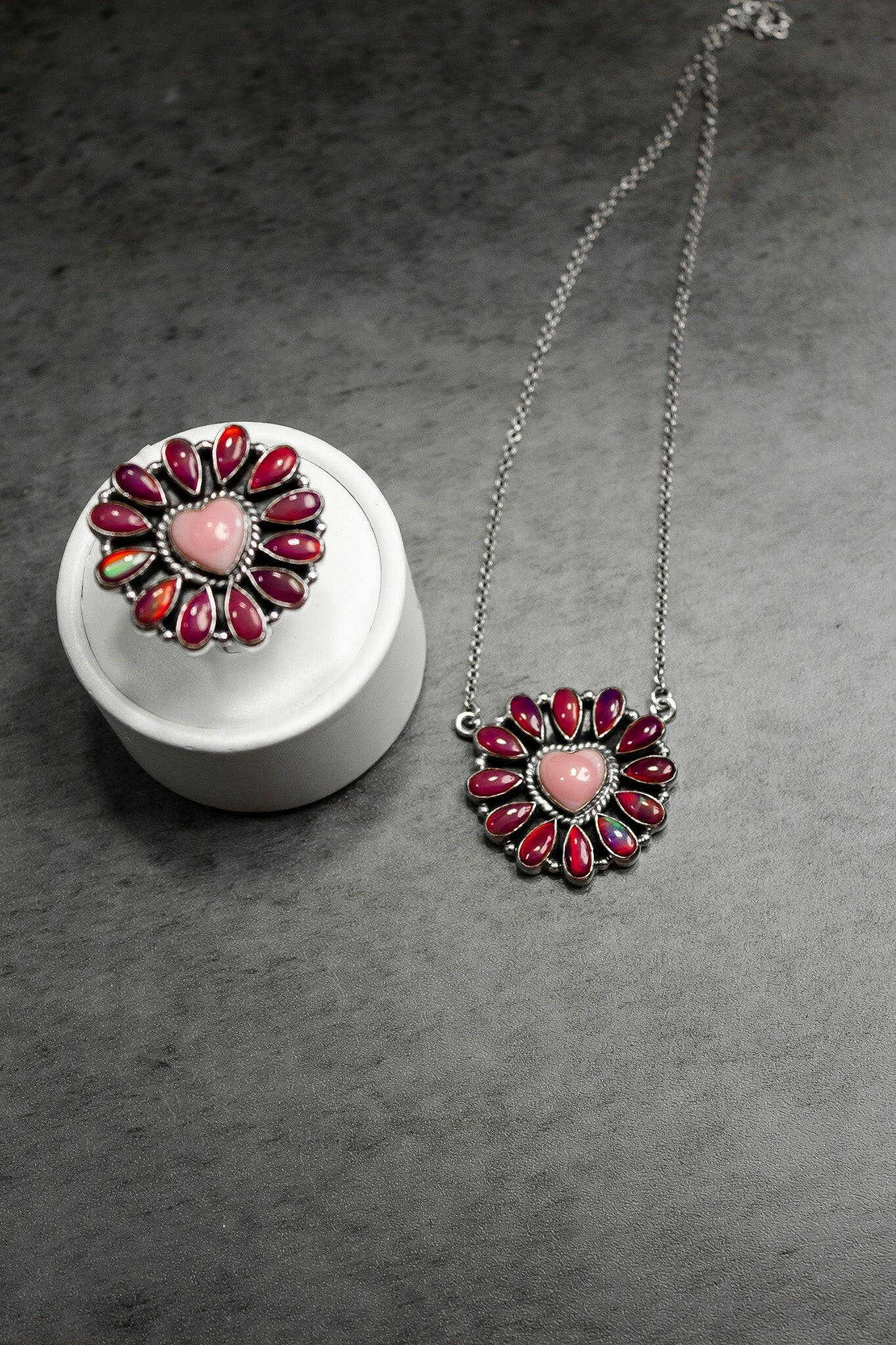 Hearts and Mixed Stone Sterling Silver Necklaces & Rings-Chain Necklaces-Krush Kandy, Women's Online Fashion Boutique Located in Phoenix, Arizona (Scottsdale Area)