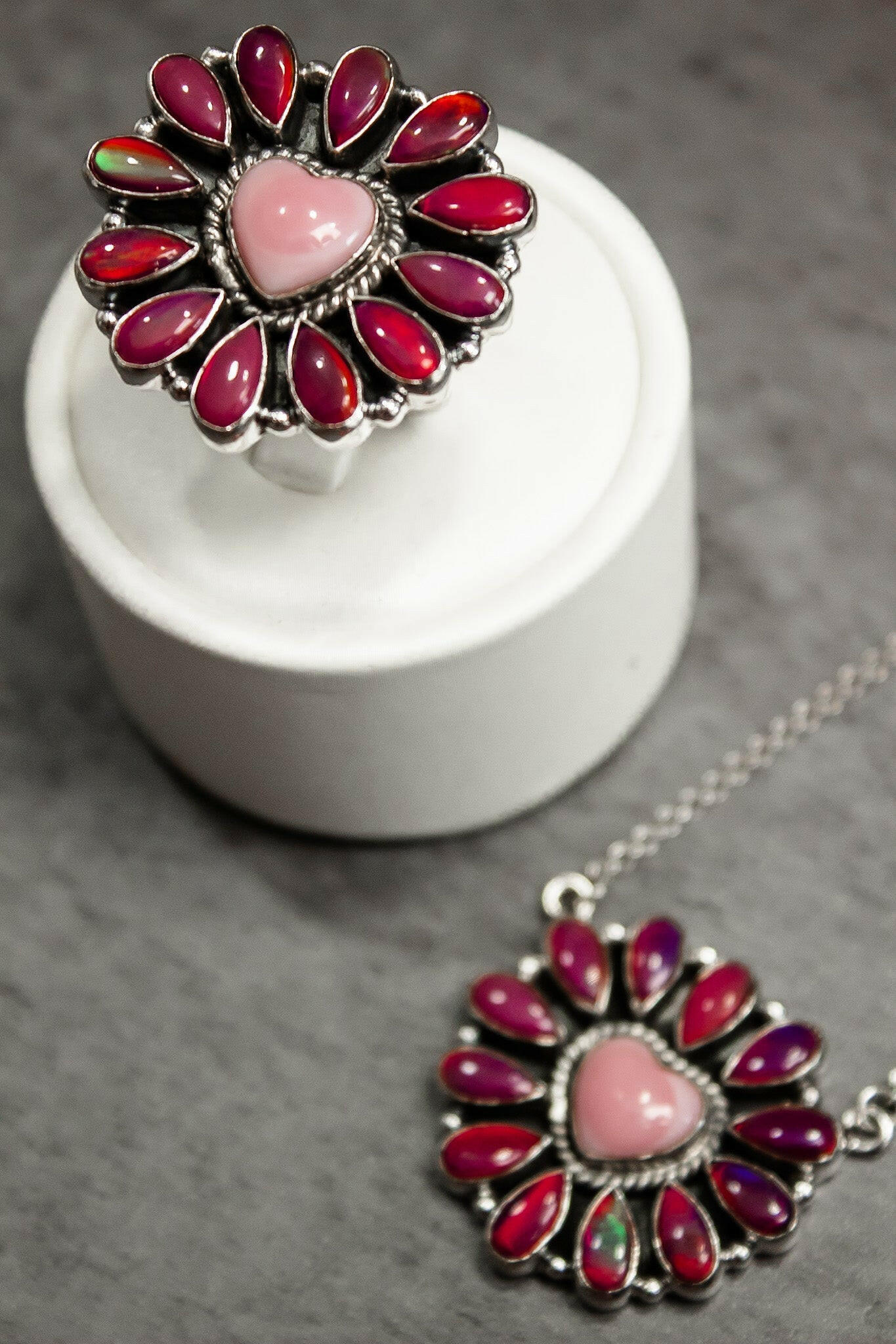 Hearts and Mixed Stone Sterling Silver Necklaces & Rings-Chain Necklaces-Krush Kandy, Women's Online Fashion Boutique Located in Phoenix, Arizona (Scottsdale Area)