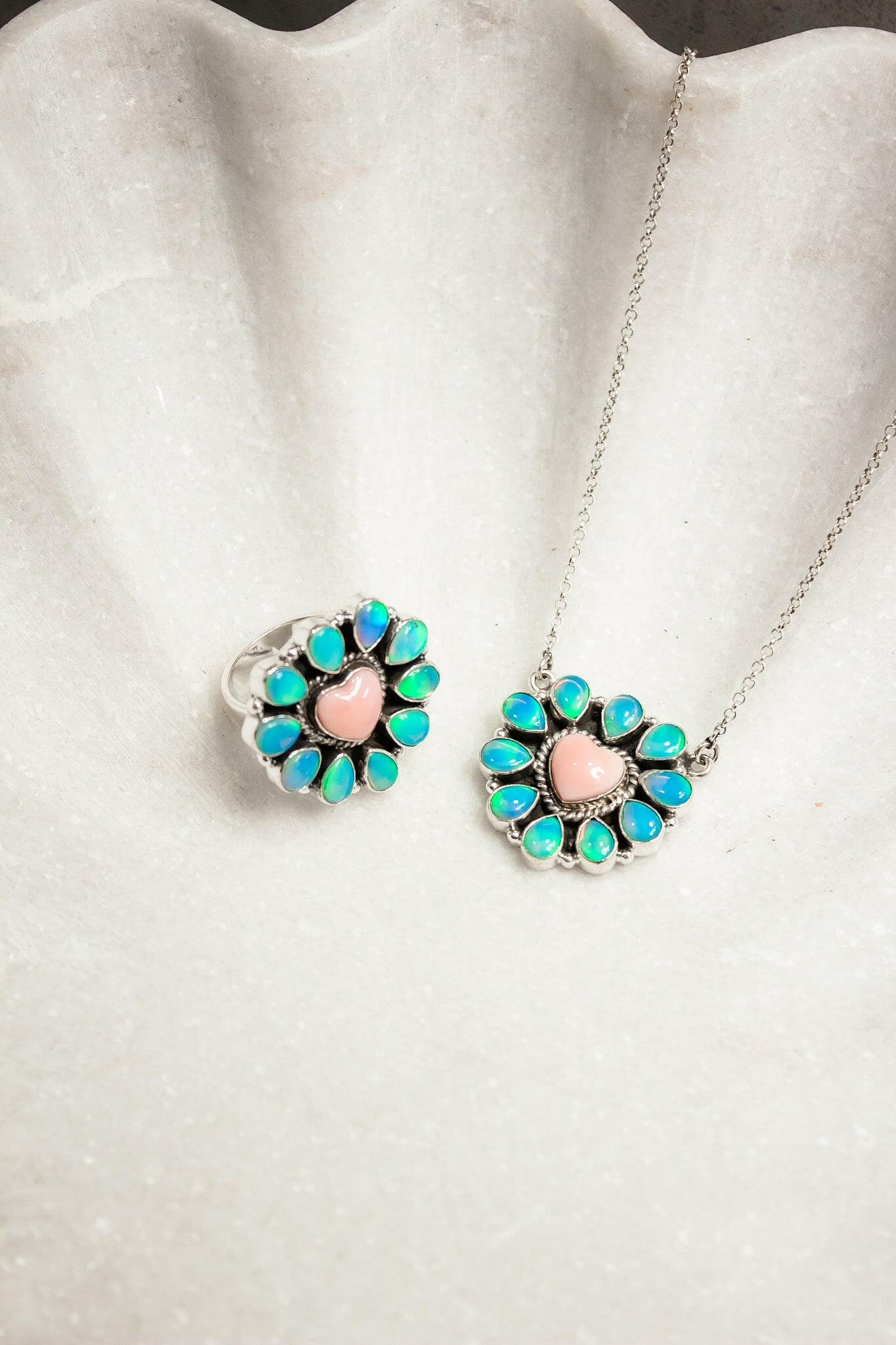 Hearts and Mixed Stone Sterling Silver Necklaces & Rings-Chain Necklaces-Krush Kandy, Women's Online Fashion Boutique Located in Phoenix, Arizona (Scottsdale Area)