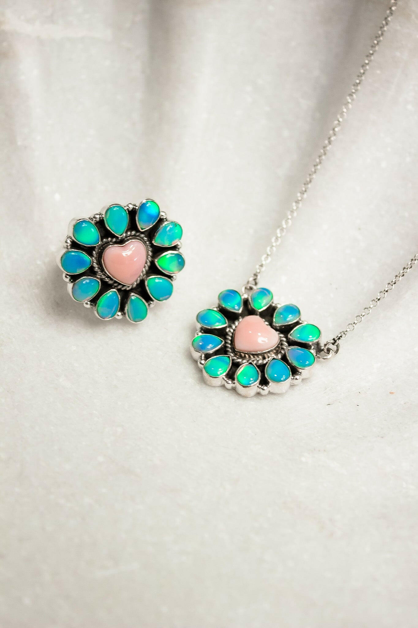 Hearts and Mixed Stone Sterling Silver Necklaces & Rings-Chain Necklaces-Krush Kandy, Women's Online Fashion Boutique Located in Phoenix, Arizona (Scottsdale Area)