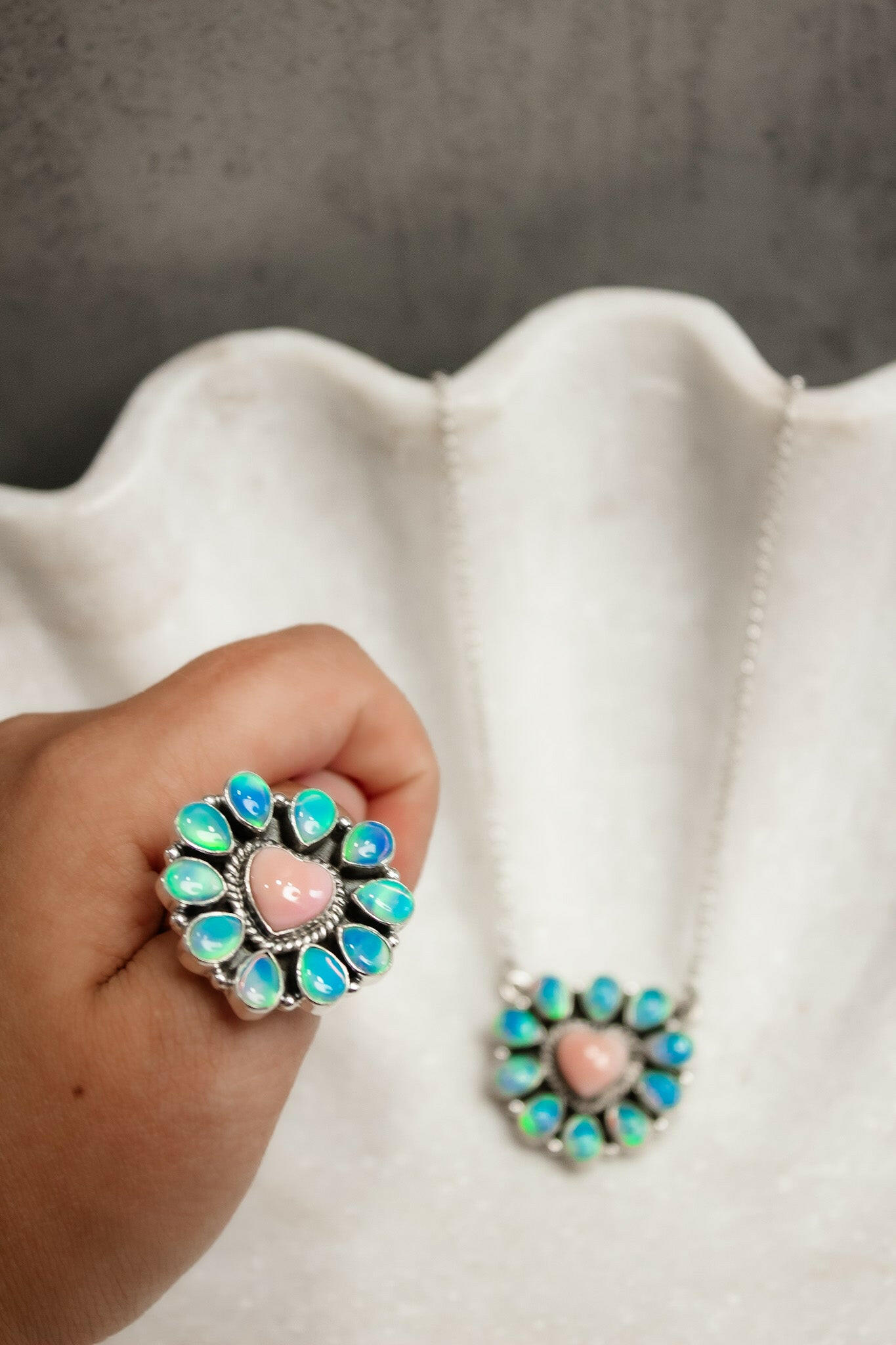 Hearts and Mixed Stone Sterling Silver Necklaces & Rings-Chain Necklaces-Krush Kandy, Women's Online Fashion Boutique Located in Phoenix, Arizona (Scottsdale Area)