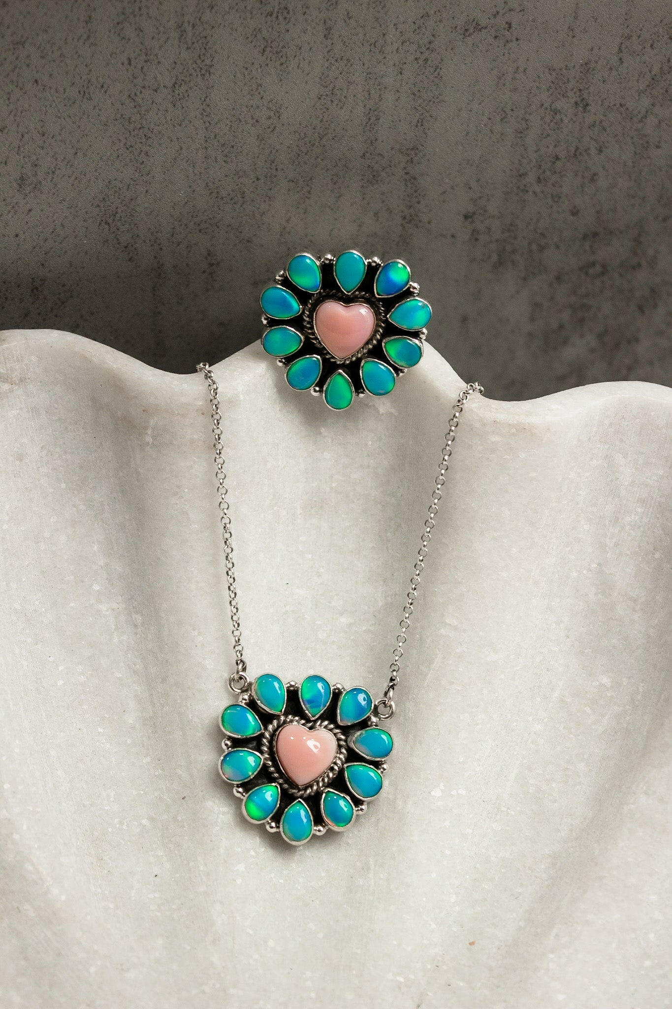 Hearts and Mixed Stone Sterling Silver Necklaces & Rings-Chain Necklaces-Krush Kandy, Women's Online Fashion Boutique Located in Phoenix, Arizona (Scottsdale Area)