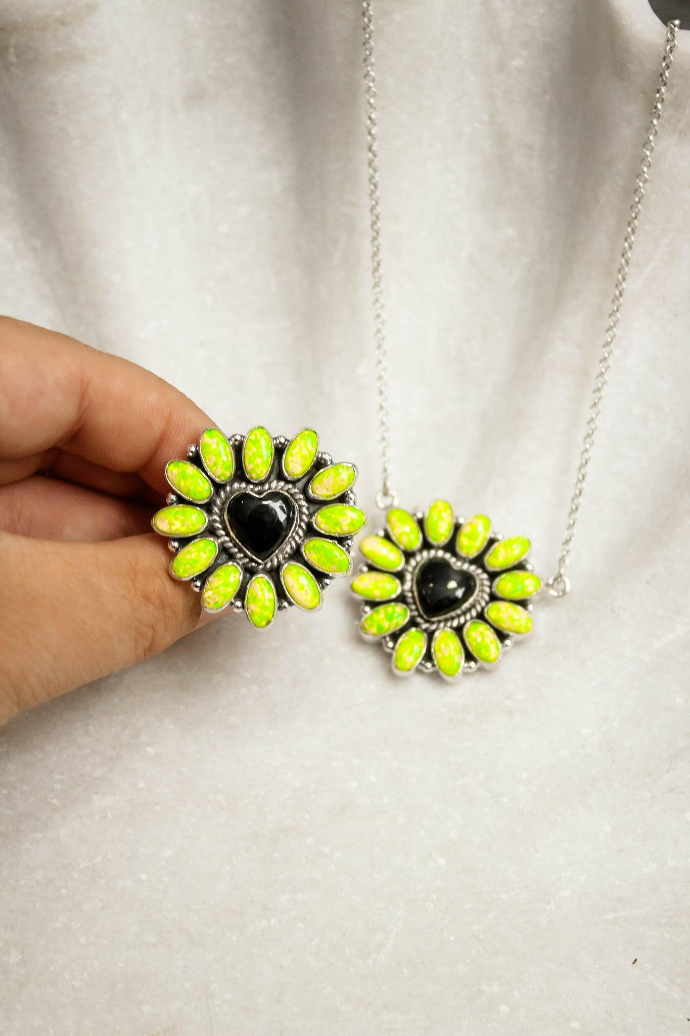 Hearts and Mixed Stone Sterling Silver Necklaces & Rings-Chain Necklaces-Krush Kandy, Women's Online Fashion Boutique Located in Phoenix, Arizona (Scottsdale Area)