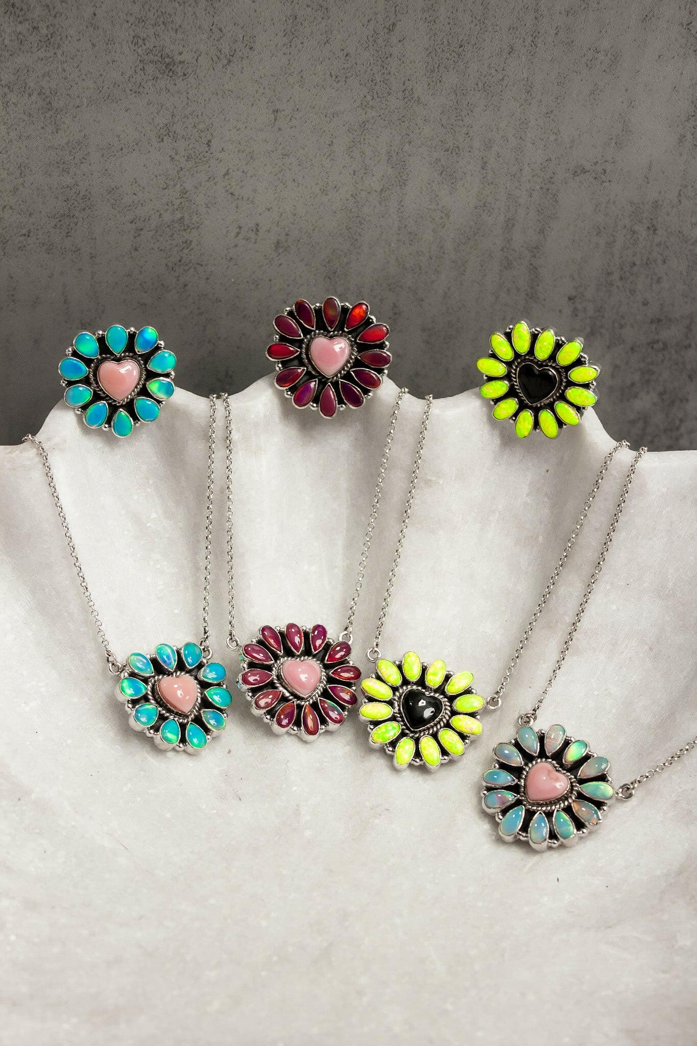 Hearts and Mixed Stone Sterling Silver Necklaces & Rings-Chain Necklaces-Krush Kandy, Women's Online Fashion Boutique Located in Phoenix, Arizona (Scottsdale Area)