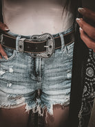 Vintage Leather Belt with Western Buckle-Belts-Krush Kandy, Women's Online Fashion Boutique Located in Phoenix, Arizona (Scottsdale Area)
