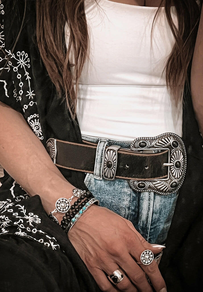 Vintage Leather Belt with Western Buckle .-Belts-Krush Kandy, Women's Online Fashion Boutique Located in Phoenix, Arizona (Scottsdale Area)