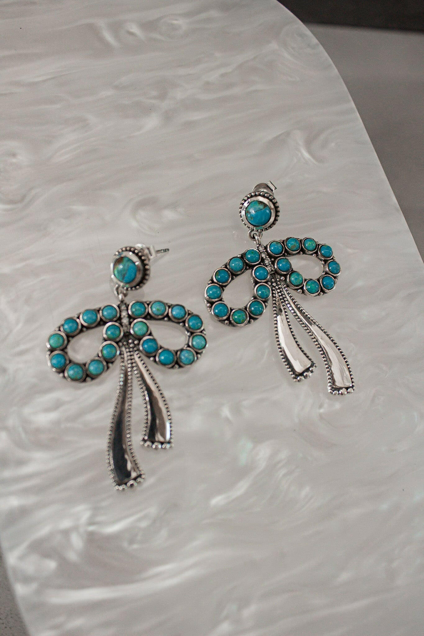 Stone Bliss Sterling Silver Bow Earrings-Stud Earrings-Krush Kandy, Women's Online Fashion Boutique Located in Phoenix, Arizona (Scottsdale Area)