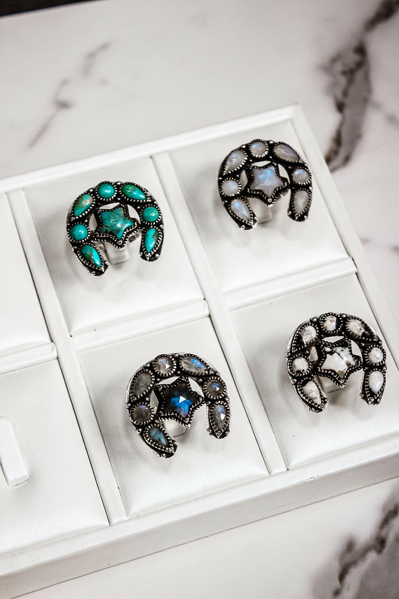 Horseshoe & Star Stone Cluster Ring-Cluster Rings-Krush Kandy, Women's Online Fashion Boutique Located in Phoenix, Arizona (Scottsdale Area)