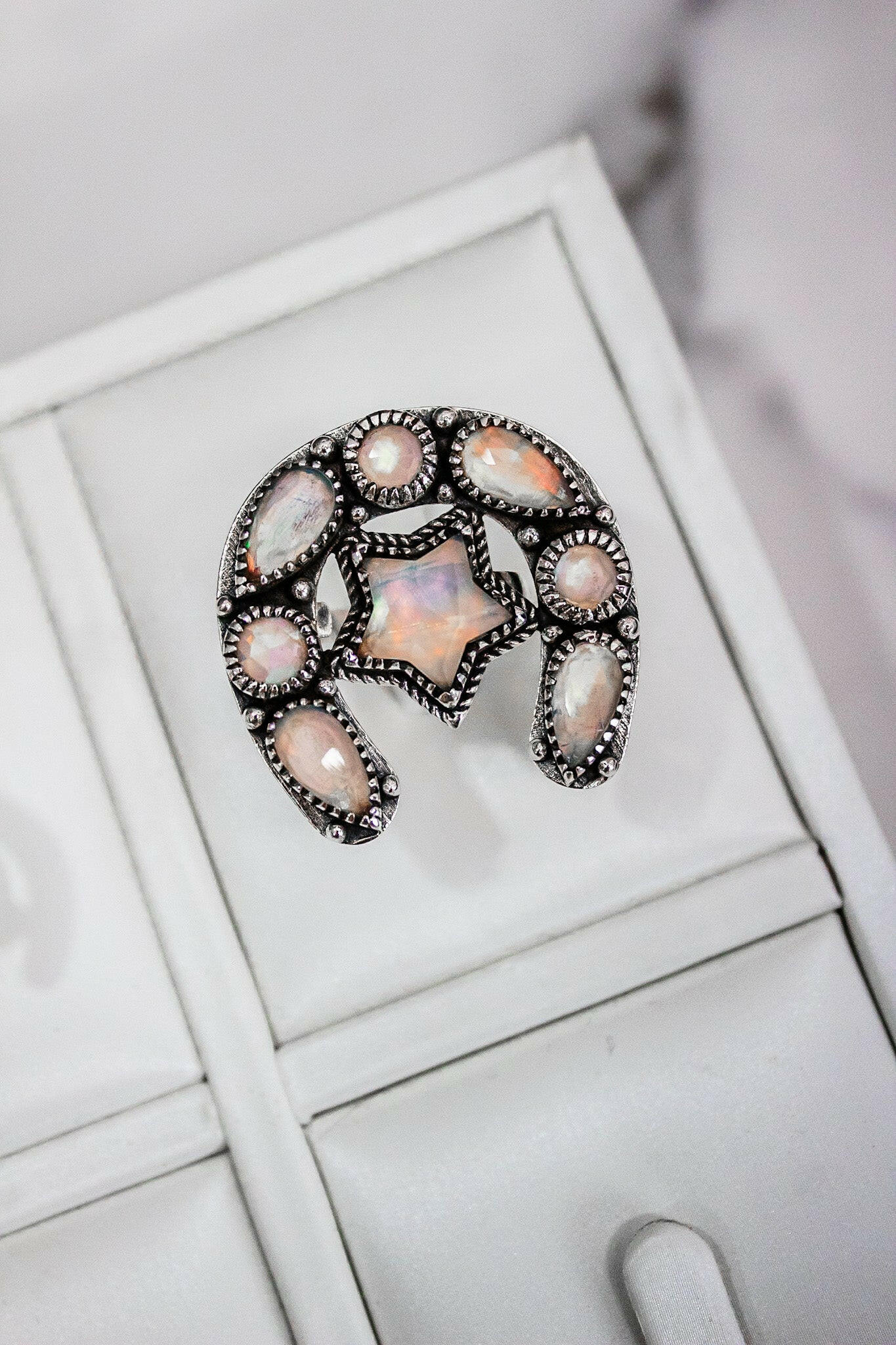 Horseshoe & Star Stone Cluster Ring-Cluster Rings-Krush Kandy, Women's Online Fashion Boutique Located in Phoenix, Arizona (Scottsdale Area)