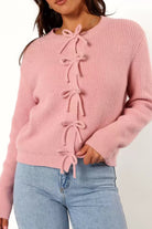 Mon Cherie Knit Bow-Front Cardigan-Cardigans-Krush Kandy, Women's Online Fashion Boutique Located in Phoenix, Arizona (Scottsdale Area)