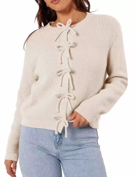 Mon Cherie Knit Bow-Front Cardigan-Cardigans-Krush Kandy, Women's Online Fashion Boutique Located in Phoenix, Arizona (Scottsdale Area)