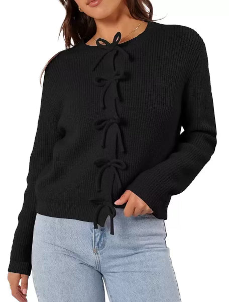Mon Cherie Knit Bow-Front Cardigan-Cardigans-Krush Kandy, Women's Online Fashion Boutique Located in Phoenix, Arizona (Scottsdale Area)