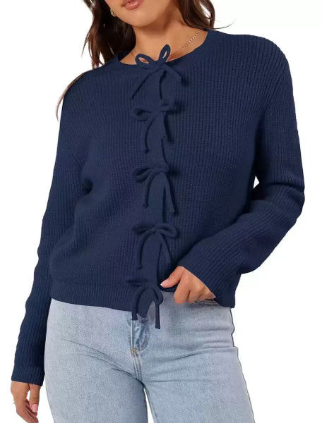 Mon Cherie Knit Bow-Front Cardigan-Cardigans-Krush Kandy, Women's Online Fashion Boutique Located in Phoenix, Arizona (Scottsdale Area)