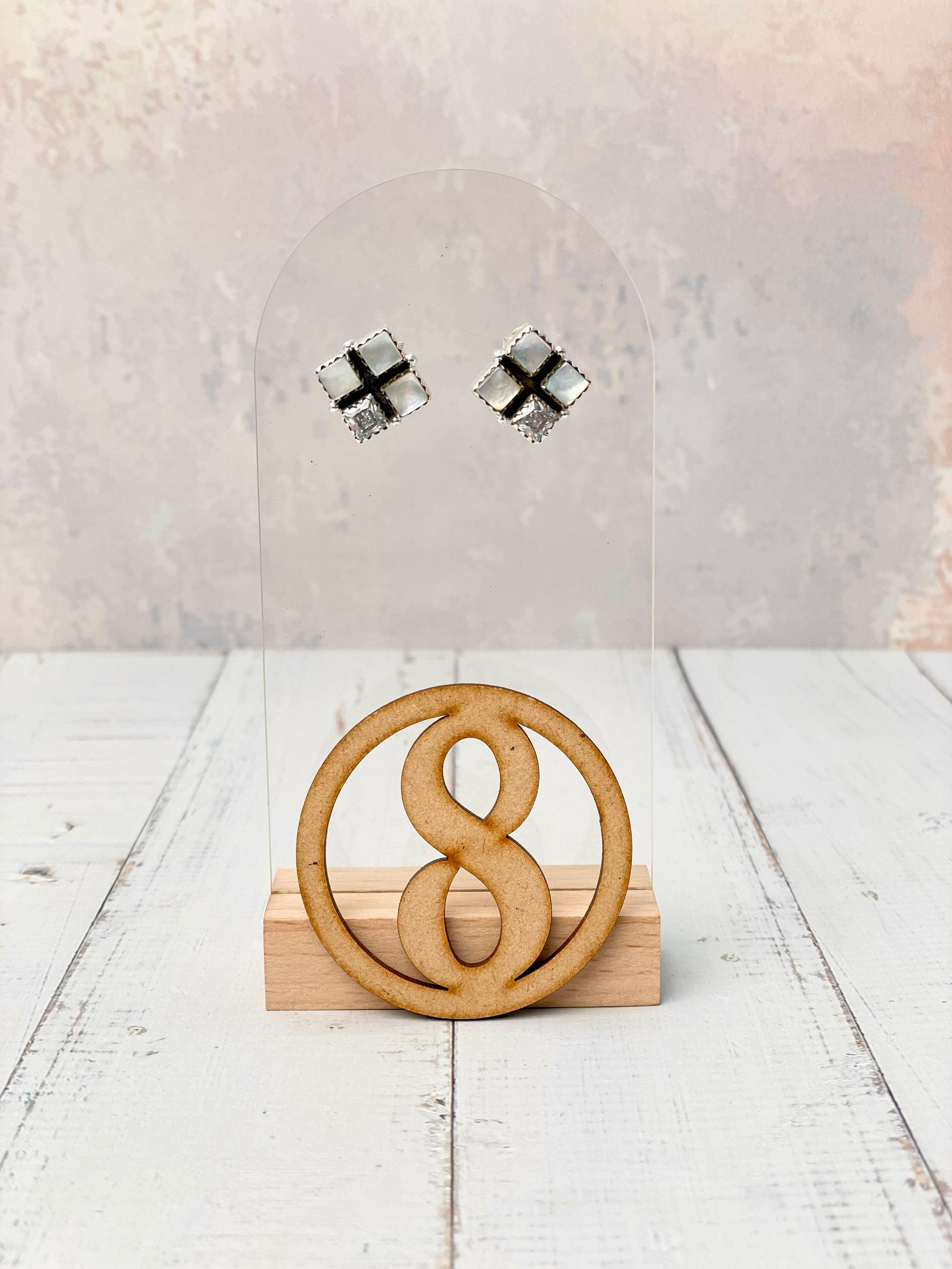 Four Square Stone Stud Earrings-Earrings-Krush Kandy, Women's Online Fashion Boutique Located in Phoenix, Arizona (Scottsdale Area)