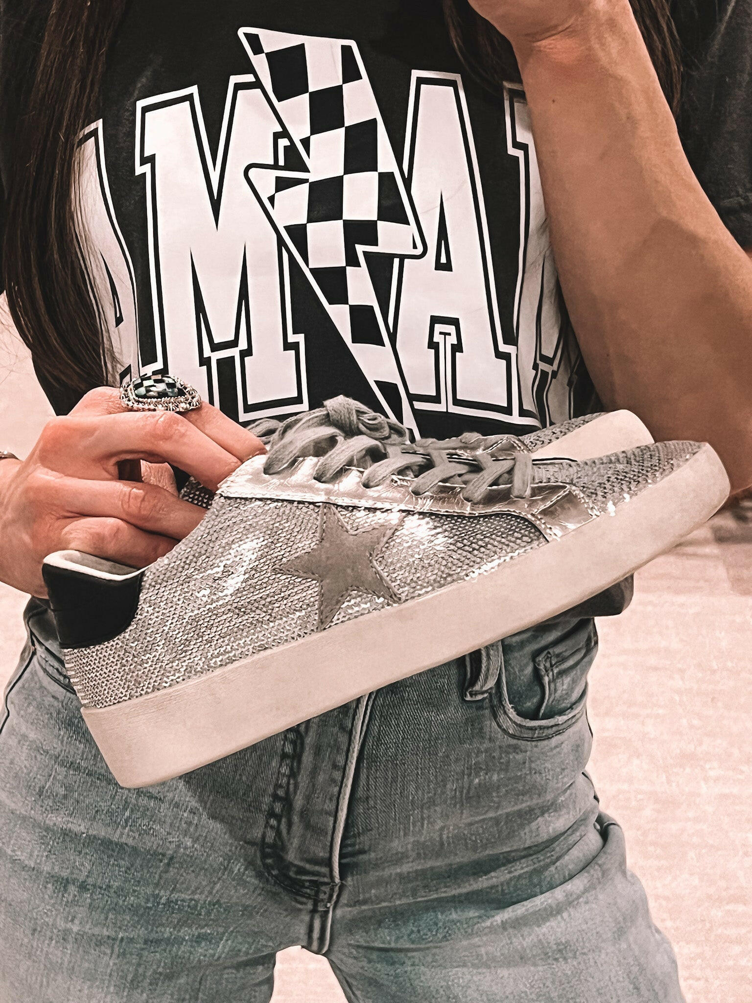 Shine Bright Sequin Star Accented Sneaker-Sneakers-Krush Kandy, Women's Online Fashion Boutique Located in Phoenix, Arizona (Scottsdale Area)