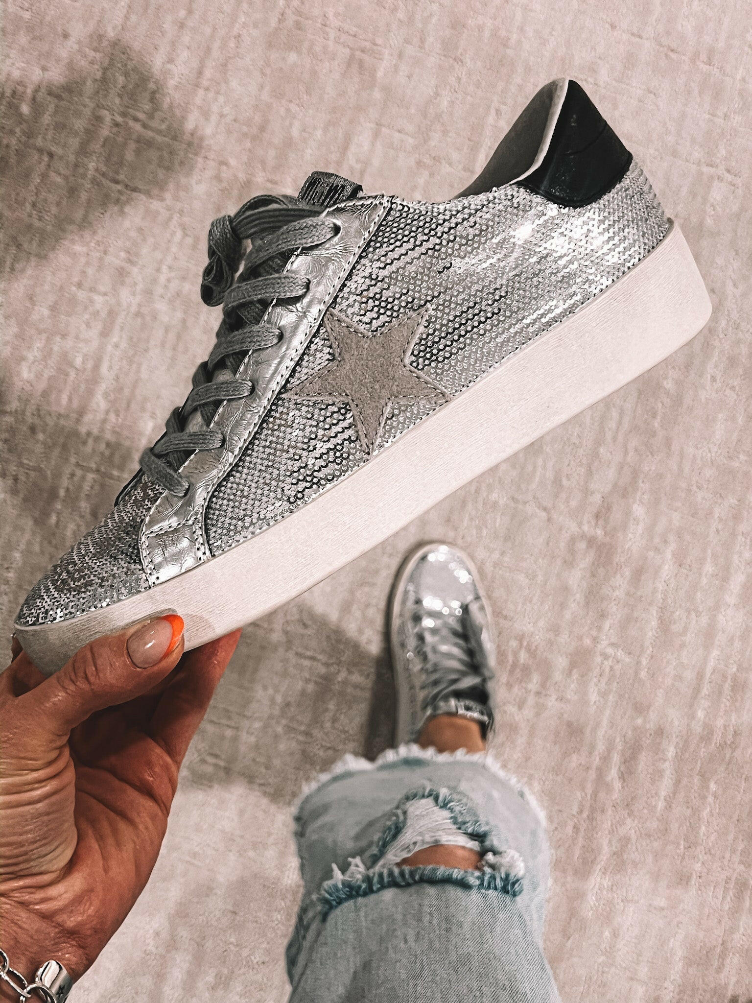 Shine Bright Sequin Star Accented Sneaker-Sneakers-Krush Kandy, Women's Online Fashion Boutique Located in Phoenix, Arizona (Scottsdale Area)