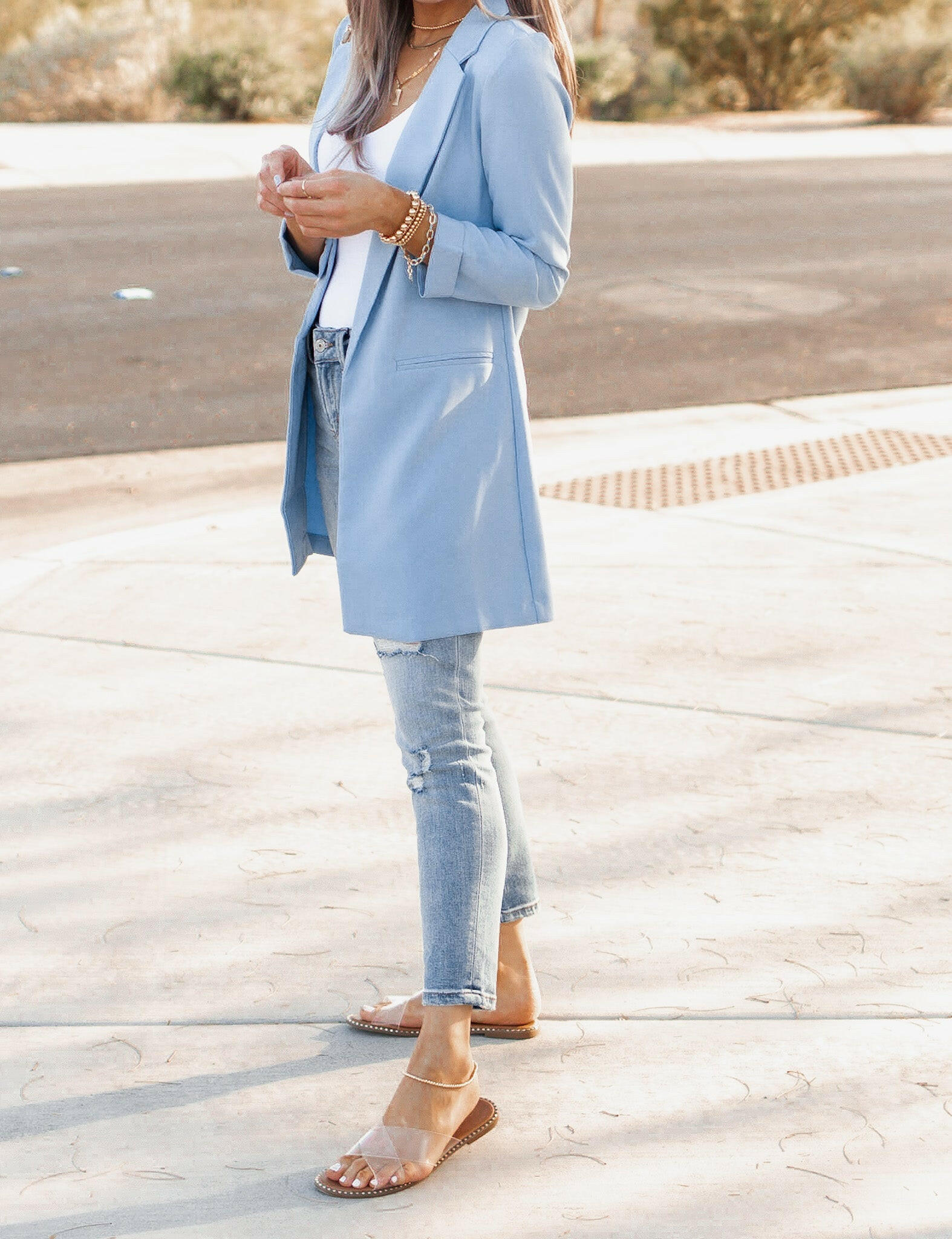 Zoom Meeting Lined Long Blazer Jacket-Blazers-Krush Kandy, Women's Online Fashion Boutique Located in Phoenix, Arizona (Scottsdale Area)