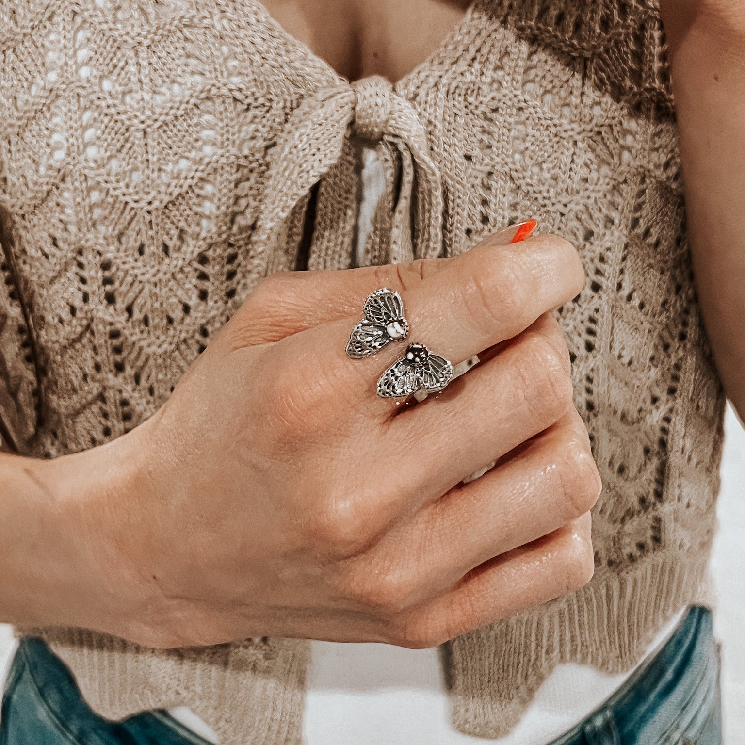 Delicate Wings Stone Ring | By KKB-Band Rings-Krush Kandy, Women's Online Fashion Boutique Located in Phoenix, Arizona (Scottsdale Area)