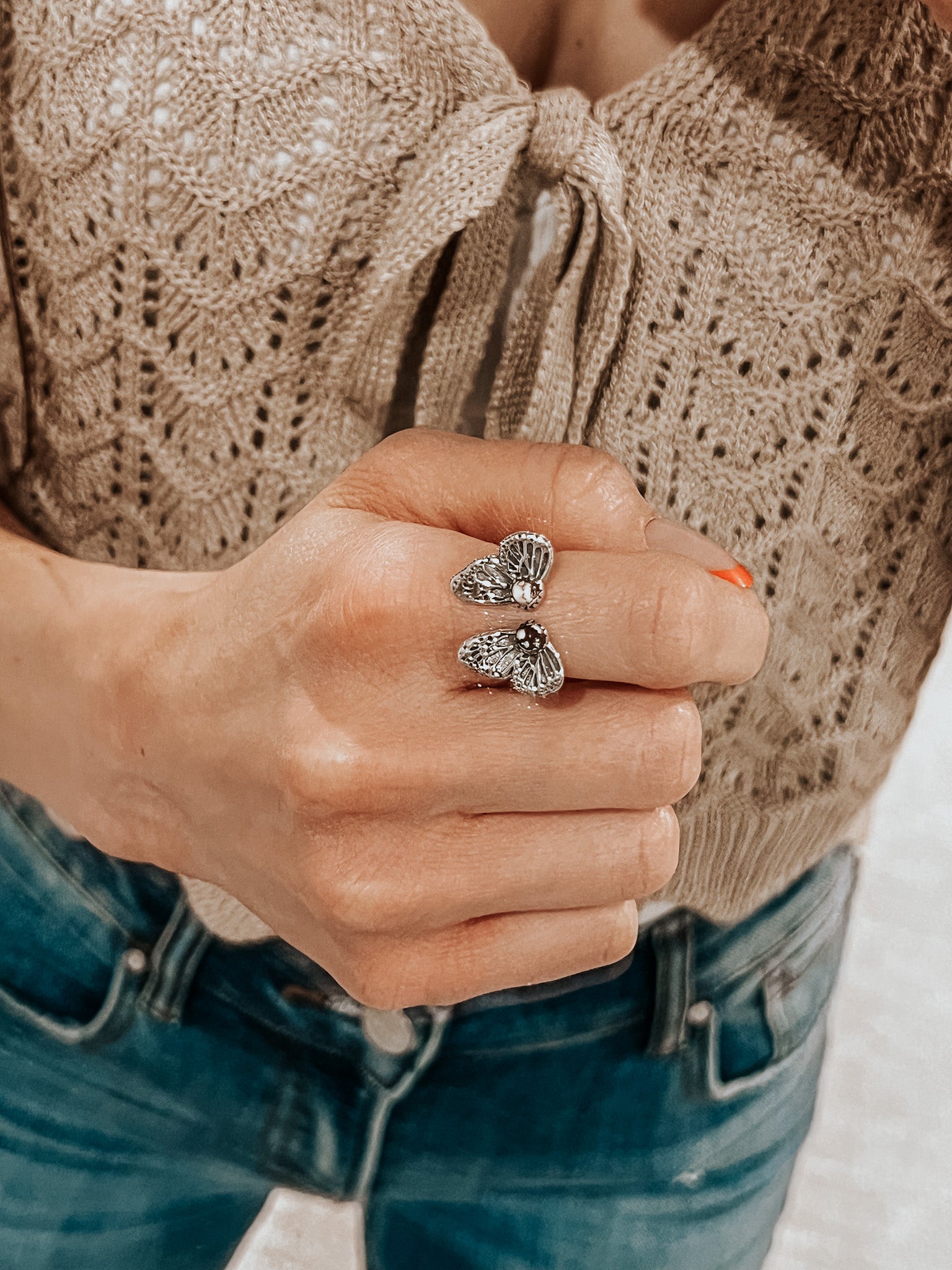 Delicate Wings Stone Ring | By KKB-Band Rings-Krush Kandy, Women's Online Fashion Boutique Located in Phoenix, Arizona (Scottsdale Area)